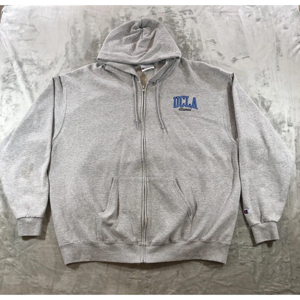 UCLA Bruins Hoodie Sweatshirt Mens 2XL Gray NCAA Alumni Full Zip Champion